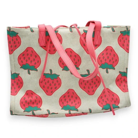 Kate‎ Spade STRAWBERRY MEGA SAM Canvas Tote Picnic with Wallet 14.5x 11x4.5